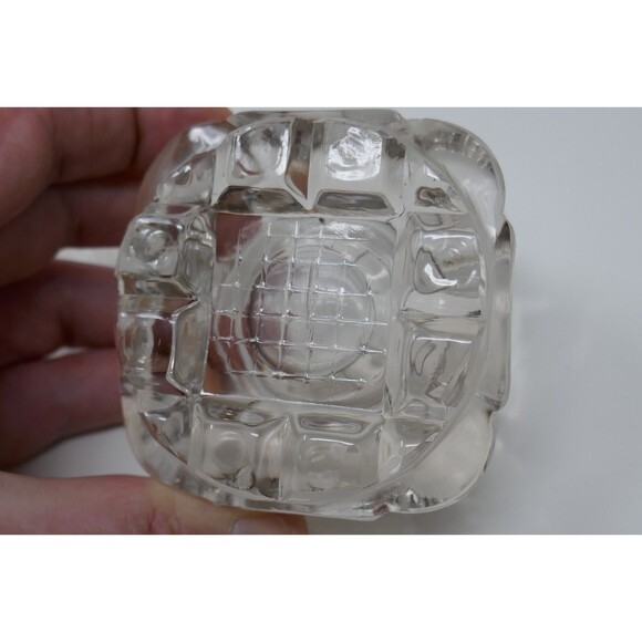 Vintage Heavy Crystal Glass Inkwell Paperweight with Glass Lid - Picture 12 of 12